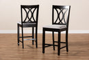 Asgart Gray Fabric Espresso Brown Counter Height Pub Chair Set of 2 Baxton