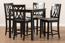 Asgart Gray Fabric Upholstered Espresso Brown Finished 5-Piece Wood Pub Set Baxton