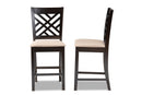 Iden Sand Fabric Espresso Brown Counter Height 2Pc Pub Chair Set Baxton