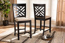 Iden Sand Fabric Espresso Brown Counter Height 2Pc Pub Chair Set Baxton