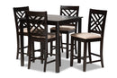 Iden Sand Fabric Upholstered Espresso Brown Finished 5-Piece Wood Pub Set Baxton