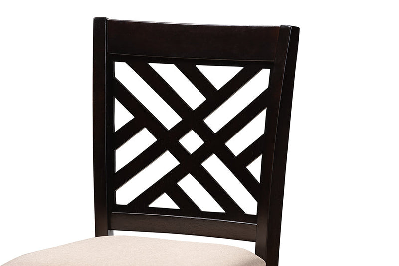 Iden Sand Fabric Upholstered Espresso Brown Finished 5-Piece Wood Pub Set Baxton