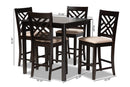 Iden Sand Fabric Upholstered Espresso Brown Finished 5-Piece Wood Pub Set Baxton