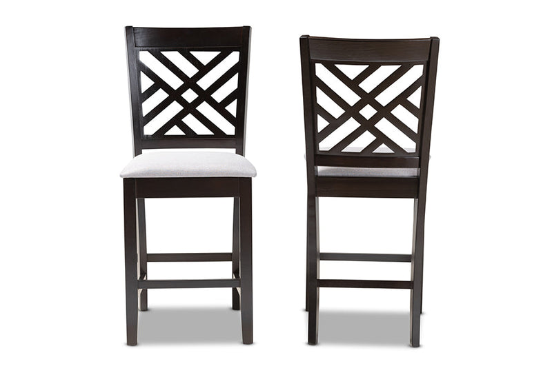 Iden Gray Fabric Espresso Brown Counter Height Pub Chair Set of 2 Baxton