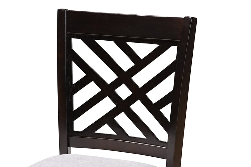 Iden Gray Fabric Espresso Brown Counter Height Pub Chair Set of 2 Baxton