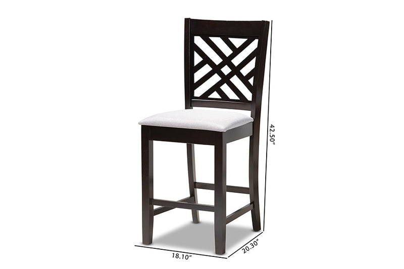 Iden Gray Fabric Espresso Brown Counter Height Pub Chair Set of 2 Baxton