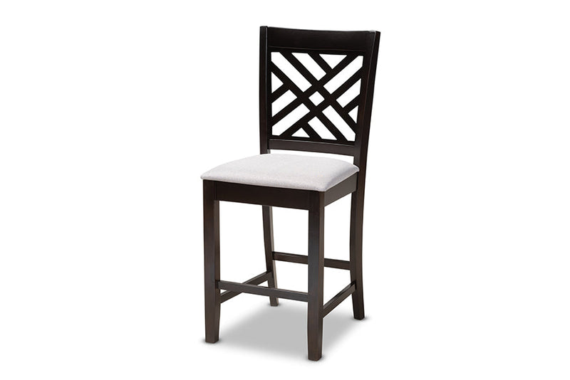 Iden Gray Fabric Upholstered Espresso Brown Finished 5-Piece Wood Pub Set Baxton