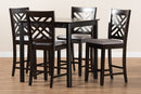 Iden Gray Fabric Upholstered Espresso Brown Finished 5-Piece Wood Pub Set Baxton