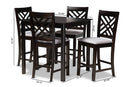 Iden Gray Fabric Upholstered Espresso Brown Finished 5-Piece Wood Pub Set Baxton