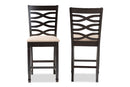 Maliyah Sand Fabric Espresso Brown Counter Height Pub Chair Set of 2 Baxton