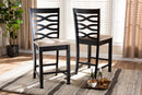 Maliyah Sand Fabric Espresso Brown Counter Height Pub Chair Set of 2 Baxton
