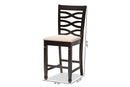 Maliyah Sand Fabric Espresso Brown Counter Height Pub Chair Set of 2 Baxton