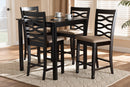 Maliyah Sand Fabric Upholstered Espresso Brown Finished 5-Piece Wood Pub Set Baxton