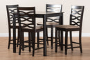 Maliyah Sand Fabric Upholstered Espresso Brown Finished 5-Piece Wood Pub Set Baxton