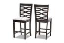 Maliyah Gray Fabric Espresso Brown Counter Height Pub Chair Set of 2 Baxton