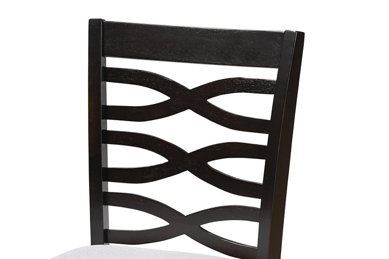 Maliyah Gray Fabric Espresso Brown Counter Height Pub Chair Set of 2 Baxton