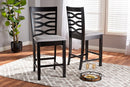 Maliyah Gray Fabric Espresso Brown Counter Height Pub Chair Set of 2 Baxton