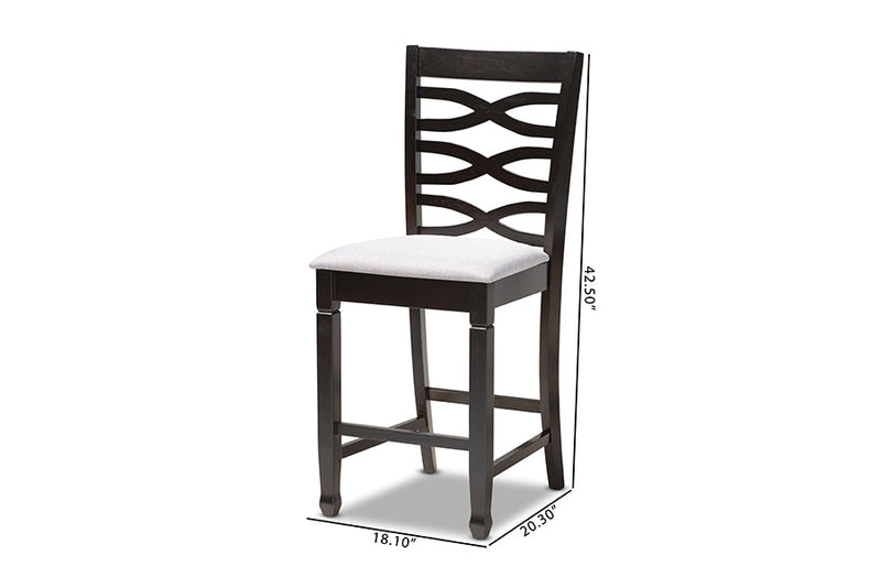 Maliyah Gray Fabric Espresso Brown Counter Height Pub Chair Set of 2 Baxton