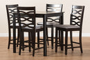 Maliyah Gray Fabric Upholstered Espresso Brown Finished 5-Piece Wood Pub Set Baxton