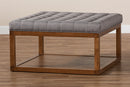 Miami Gray Fabric Upholstered Walnut Finished Cocktail Ottoman Baxton