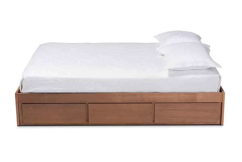 Wycliff Walnut Finished 3-Drawer Full Size Platform Storage Bed Baxton