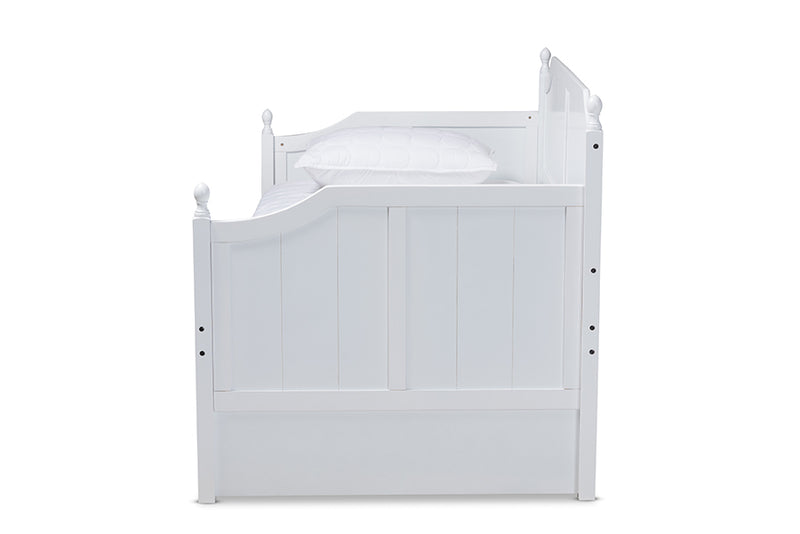 Norwich Cottage Farmhouse White Finished Wood Twin Size Daybed w/Trundle