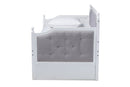 Geoffrey Gray Fabric Upholstered White Twin Size Daybed w/Trundle Baxton