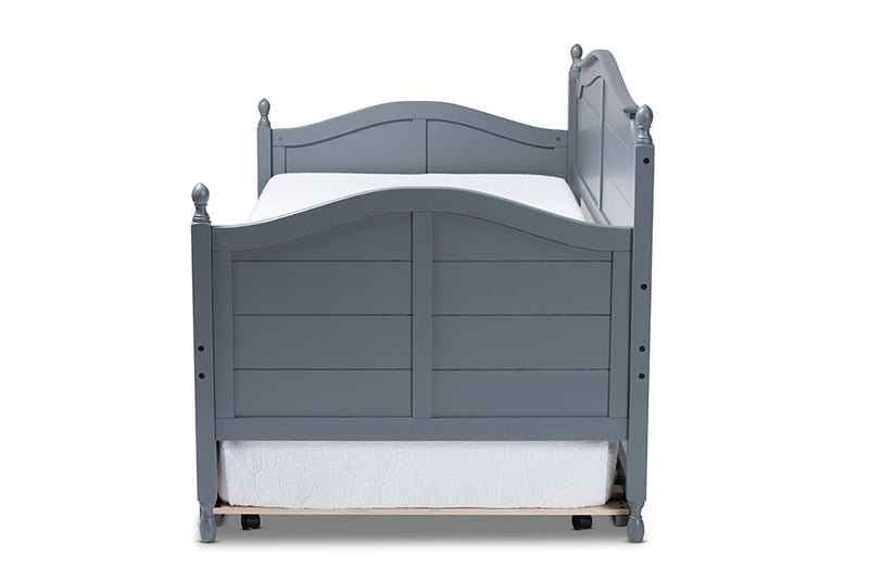 Geoffrey Cottage Farmhouse Gray Finished Wood Twin Size Daybed w/Roll-Out Trundle Bed