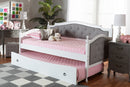 Amena Gray Fabric Upholstered White Twin Size Daybed w/Trundle Baxton