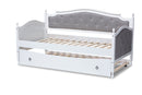 Amena Gray Fabric Upholstered White Twin Size Daybed w/Trundle Baxton