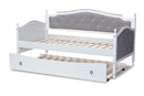 Amena Gray Fabric Upholstered White Twin Size Daybed w/Trundle Baxton