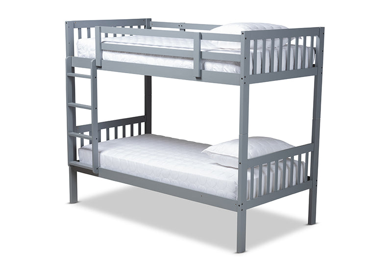 Kassa Modern and Contemporary Gray Finished Wood Twin Size Bunk Bed