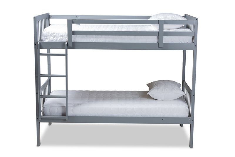 Kassa Modern and Contemporary Gray Finished Wood Twin Size Bunk Bed