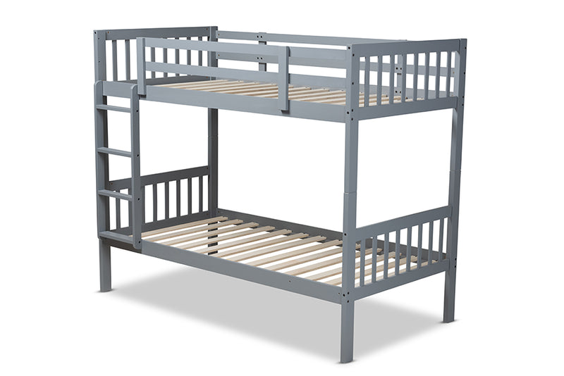 Kassa Modern and Contemporary Gray Finished Wood Twin Size Bunk Bed