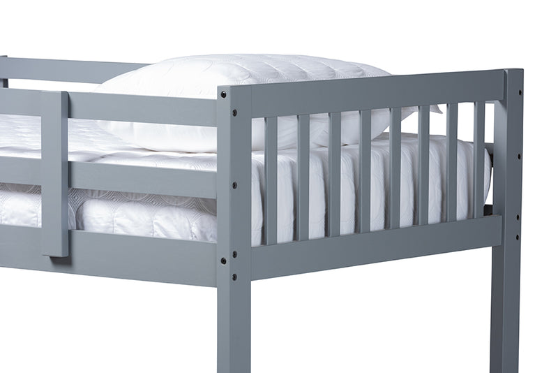 Kassa Modern and Contemporary Gray Finished Wood Twin Size Bunk Bed