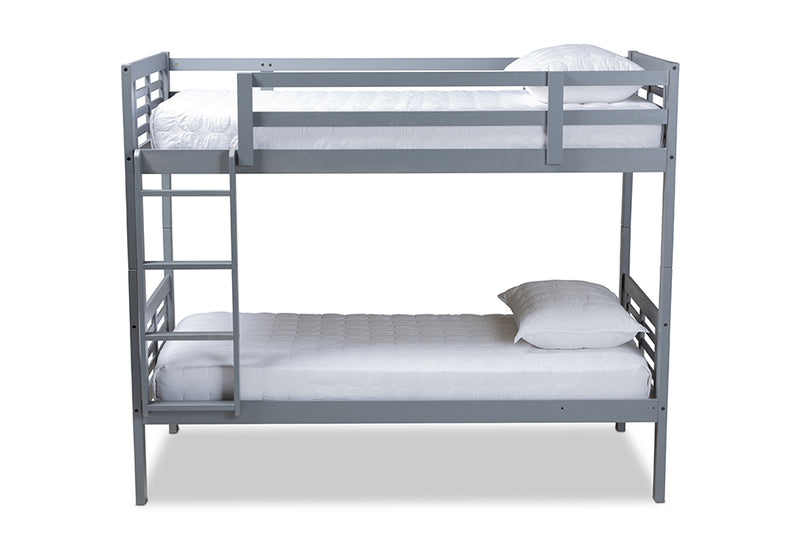 Ramiel Modern and Contemporary Gray Finished Wood Twin Size Bunk Bed