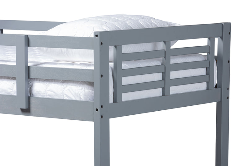 Ramiel Modern and Contemporary Gray Finished Wood Twin Size Bunk Bed