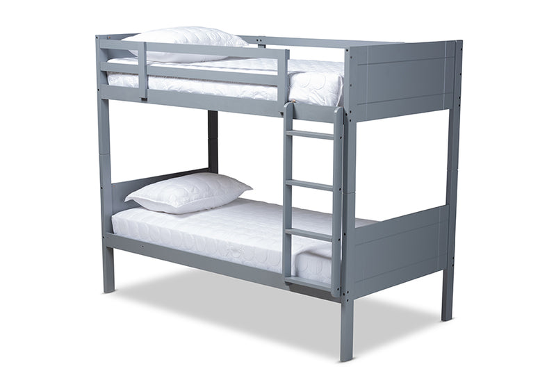 Elora Modern and Contemporary Gray Finished Wood Twin Size Bunk Bed