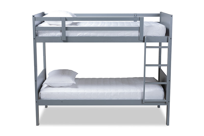 Elora Modern and Contemporary Gray Finished Wood Twin Size Bunk Bed