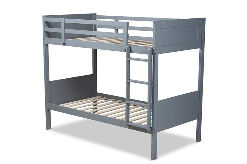 Elora Modern and Contemporary Gray Finished Wood Twin Size Bunk Bed