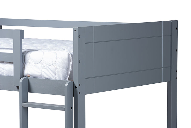 Elora Modern and Contemporary Gray Finished Wood Twin Size Bunk Bed