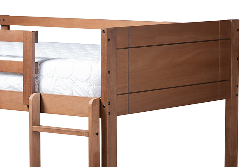 Elora Modern and Contemporary Walnut Brown Finished Wood Twin Size Bunk Bed