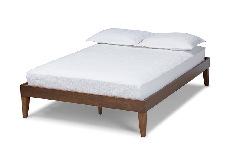 Prescott Mid-Century Modern Walnut Brown Finished Queen Size Platform Bed