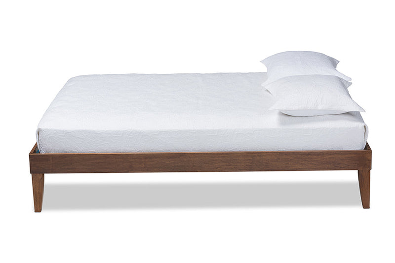Prescott Walnut Brown Finished Queen Size Platform Bed Baxton