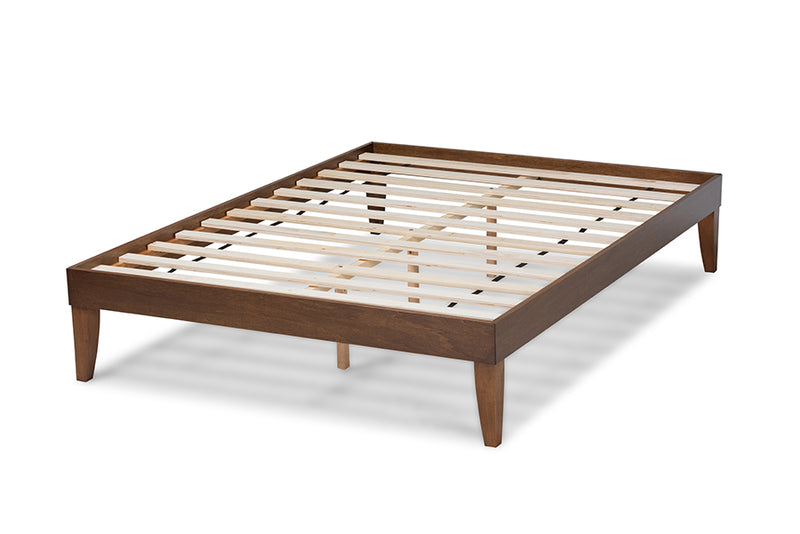 Prescott Mid-Century Modern Walnut Brown Finished Queen Size Platform Bed