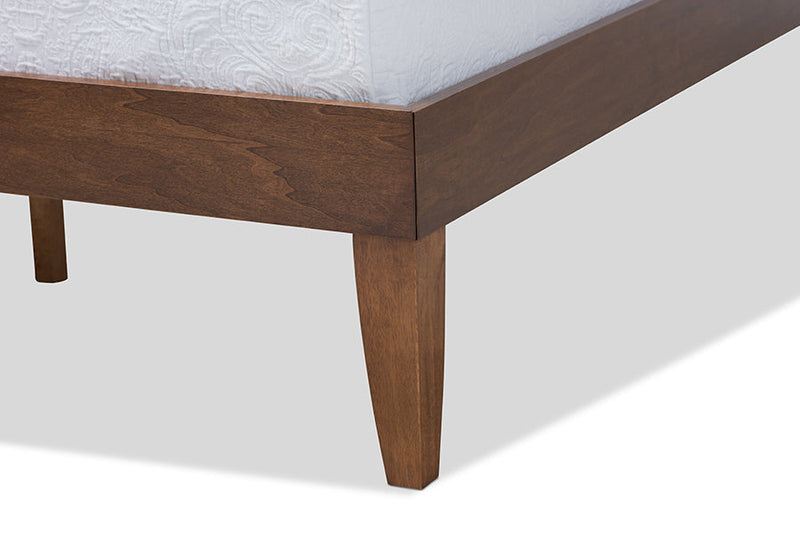Prescott Walnut Brown Finished Queen Size Platform Bed Baxton