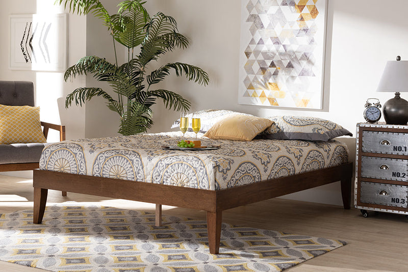 Prescott Walnut Brown Finished Queen Size Platform Bed Baxton