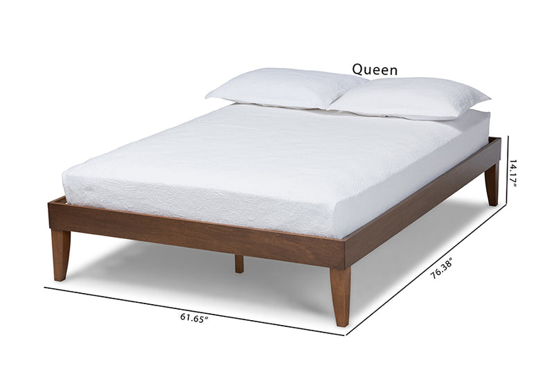 Prescott Mid-Century Modern Walnut Brown Finished Queen Size Platform Bed