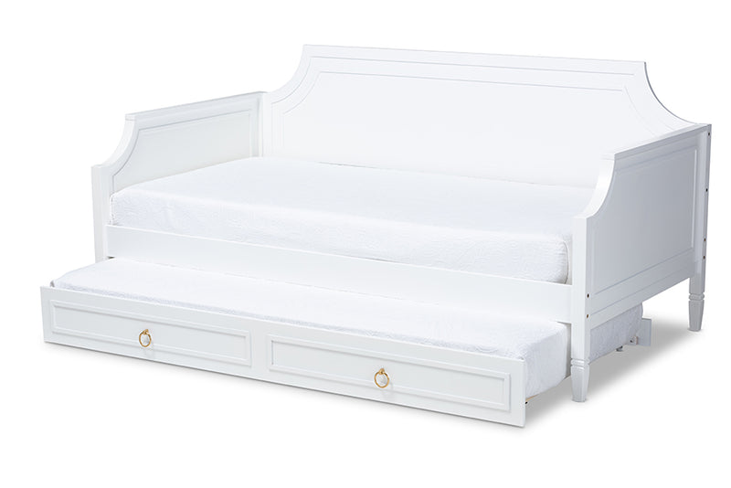 Nox Classic and Traditional White Finished Wood Twin Size Daybed w/Trundle