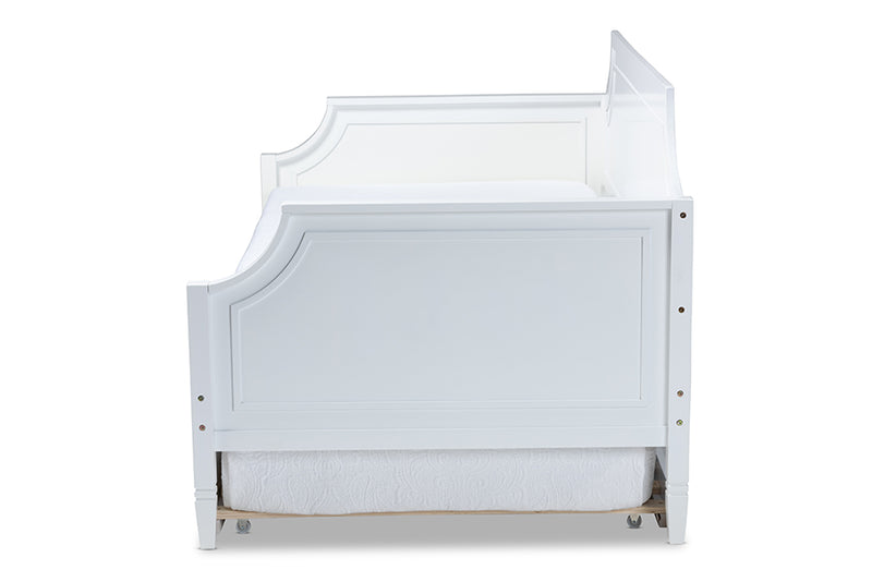 Nox Classic and Traditional White Finished Wood Twin Size Daybed w/Trundle